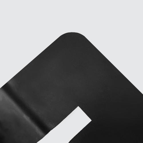 Metal surface with black oxidizing finish.