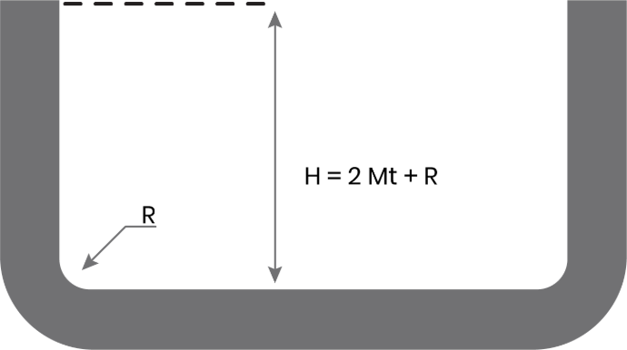 Sheet metal design showing bend height and inside bend radius requirements.