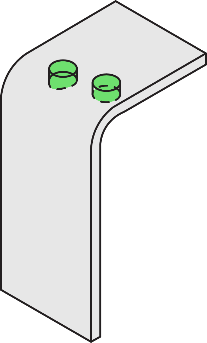 Sheet metal bend showing holes placed too close to the bend region.